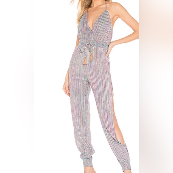 RARE—Pastel Rainbow 🌈 Marjorelle Jumpsuit Medium Tassel Detail - Picture 3 of 4
